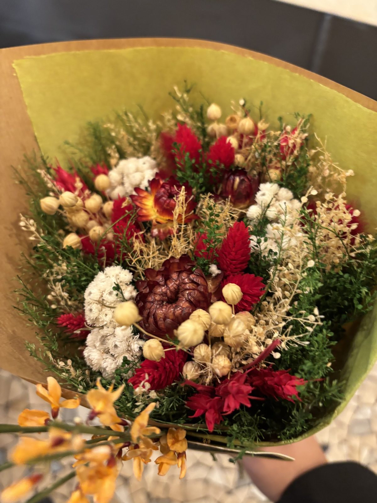 Grand bouquet champêtre rouge et blanc
